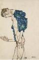 Egon Schiele, »Prediger« (Selbstakt mit blaugrünem Hemd), 1913